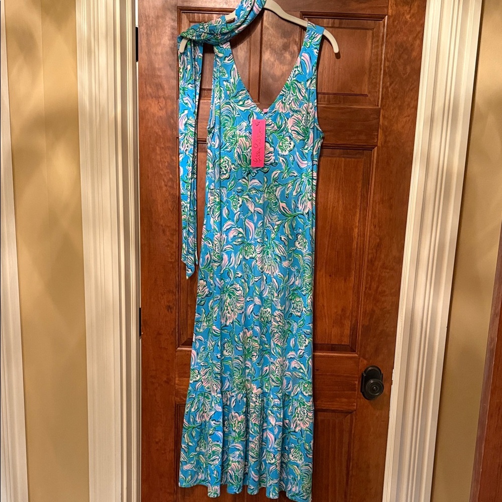 Lilly Pulitzer Blue and Green Floral Dress